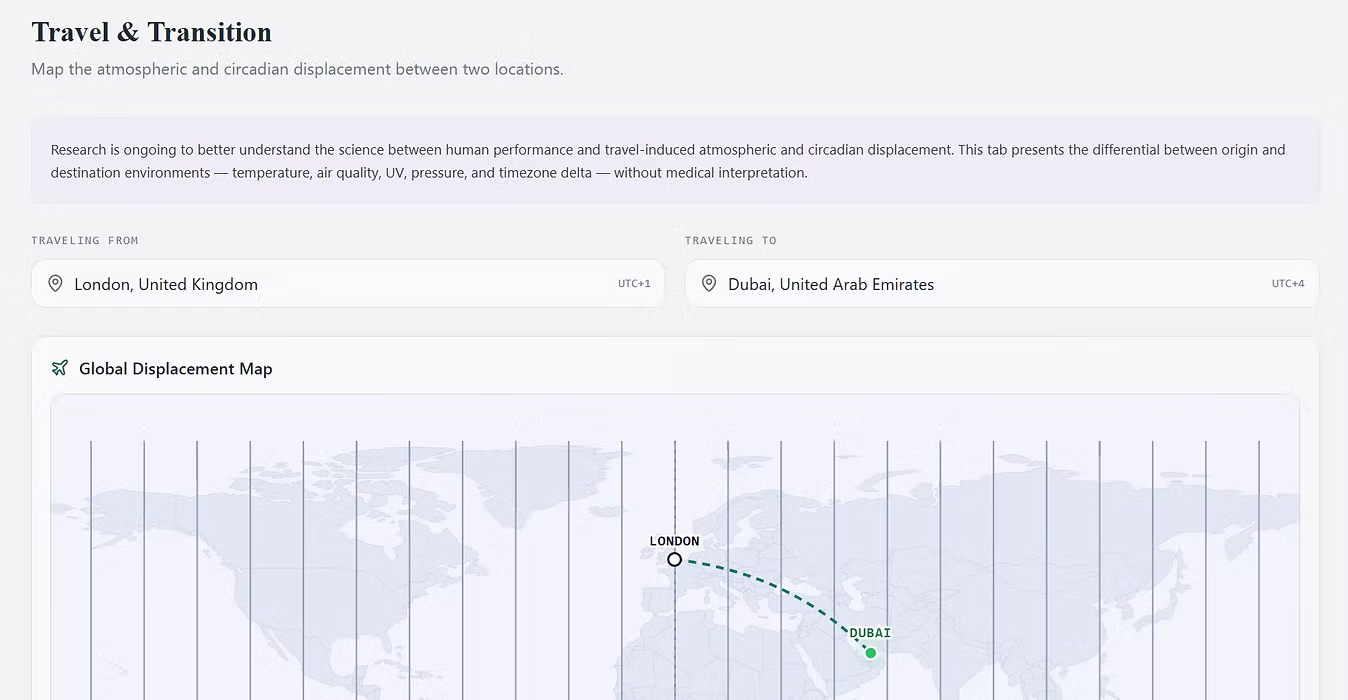 Planetary Load travel and transition screen comparing destination climates